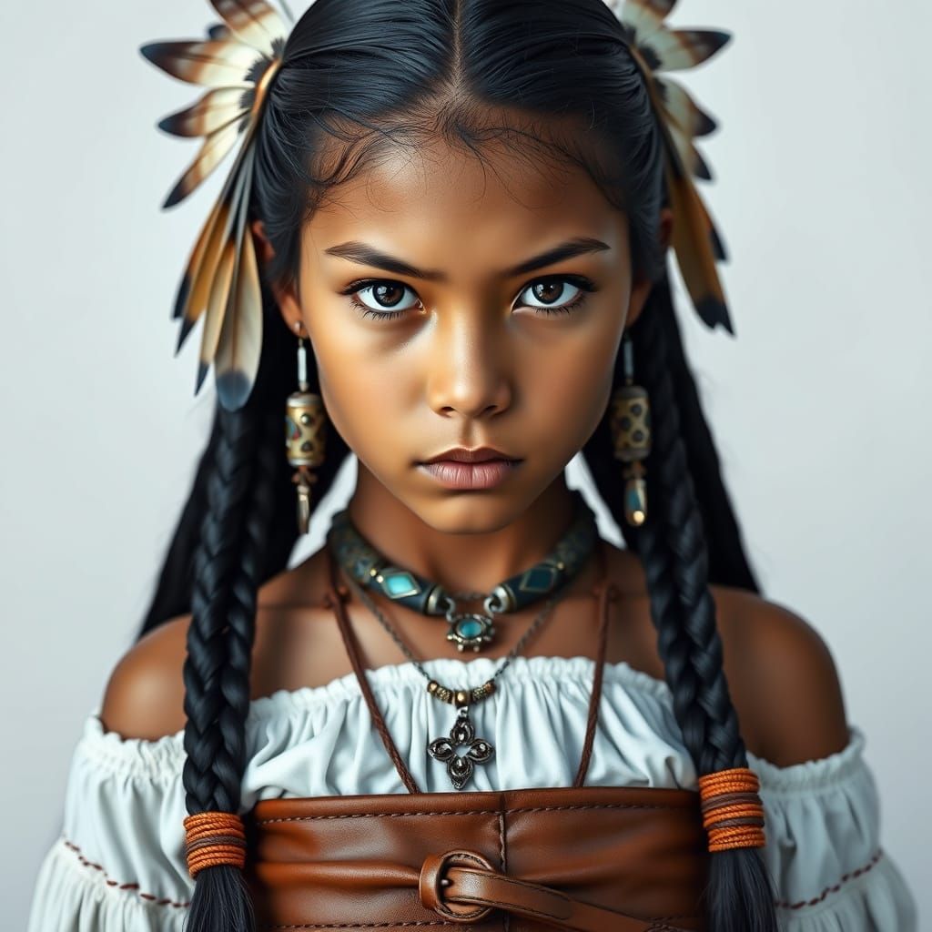 Native American Woman in Traditional Attire, with Intricate ...