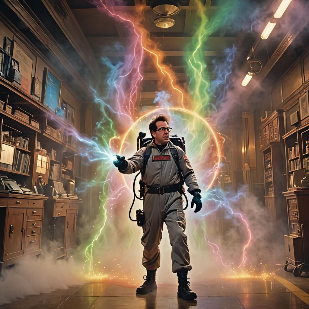 Ghostbusters Scene: Ray Blasts a Ghost