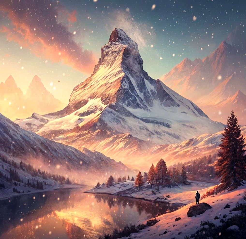 Matterhorn Sunrise: Impressionist Mountain Scene