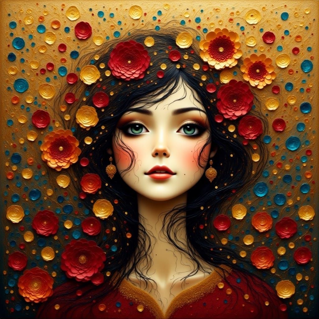 Golden Goddess of Nature in Opulent Klimt Style