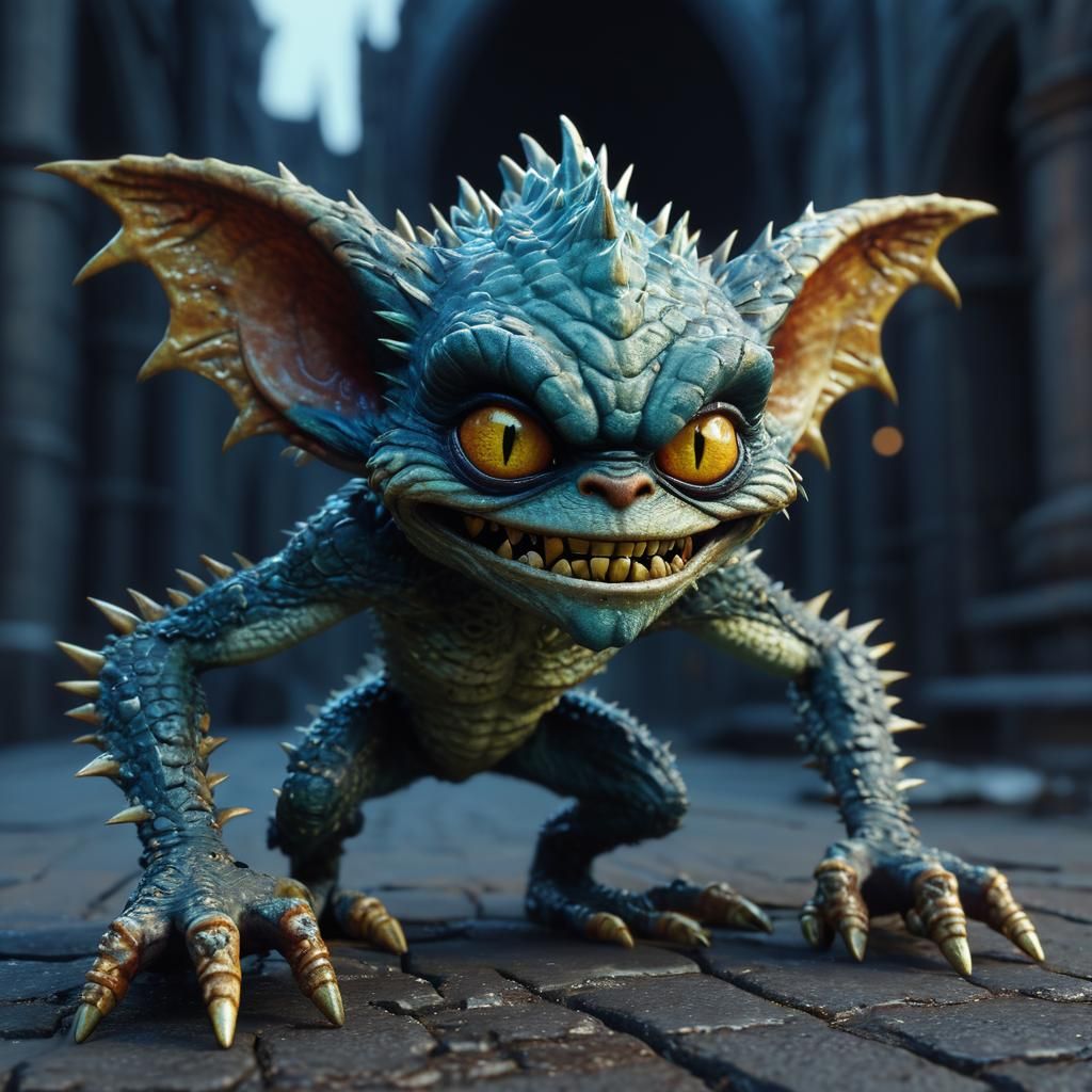 Detailed Sci-Fi Gremlin in Gothic Art Style