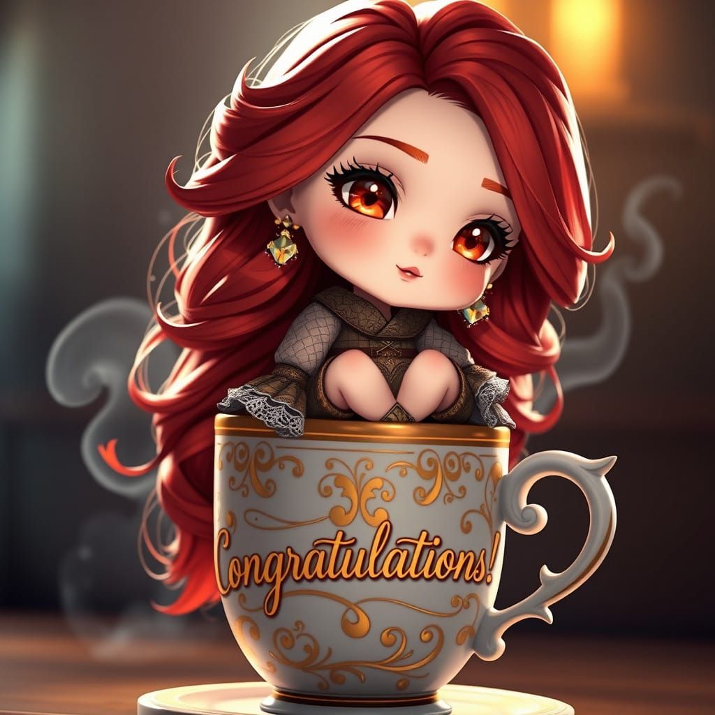 Visually Stunning Female Chibi in Whimsical Scene with Steam...