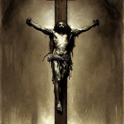 Horrific Crucifixion in Dark Illustration Style