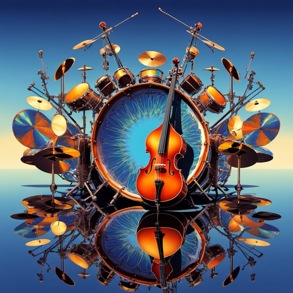 Kaleidoscopic Double Bass Drum Set Art