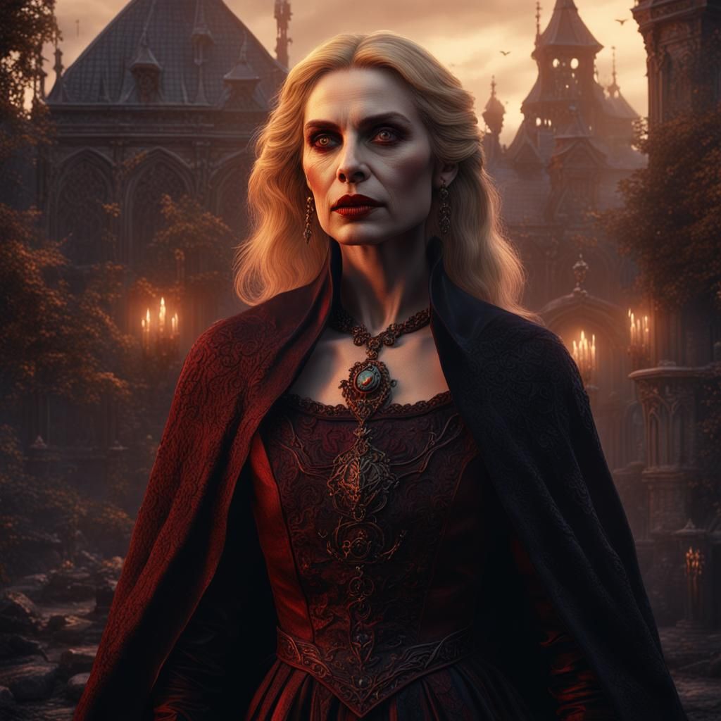 Maryam d'Abo as Vampire: Detailed Matte Painting