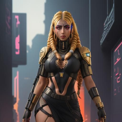 Futuristic Egyptian Soldier in Cyberpunk Style