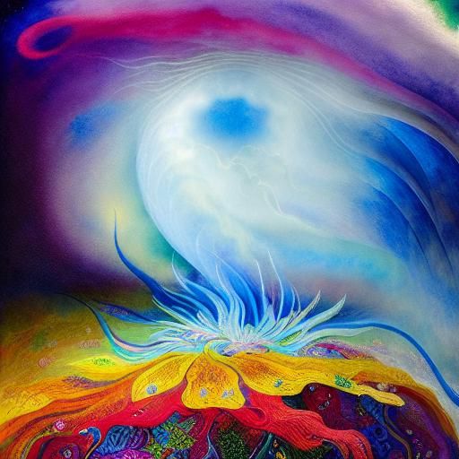 Winged Goddess in Motion with Thunder Exposure