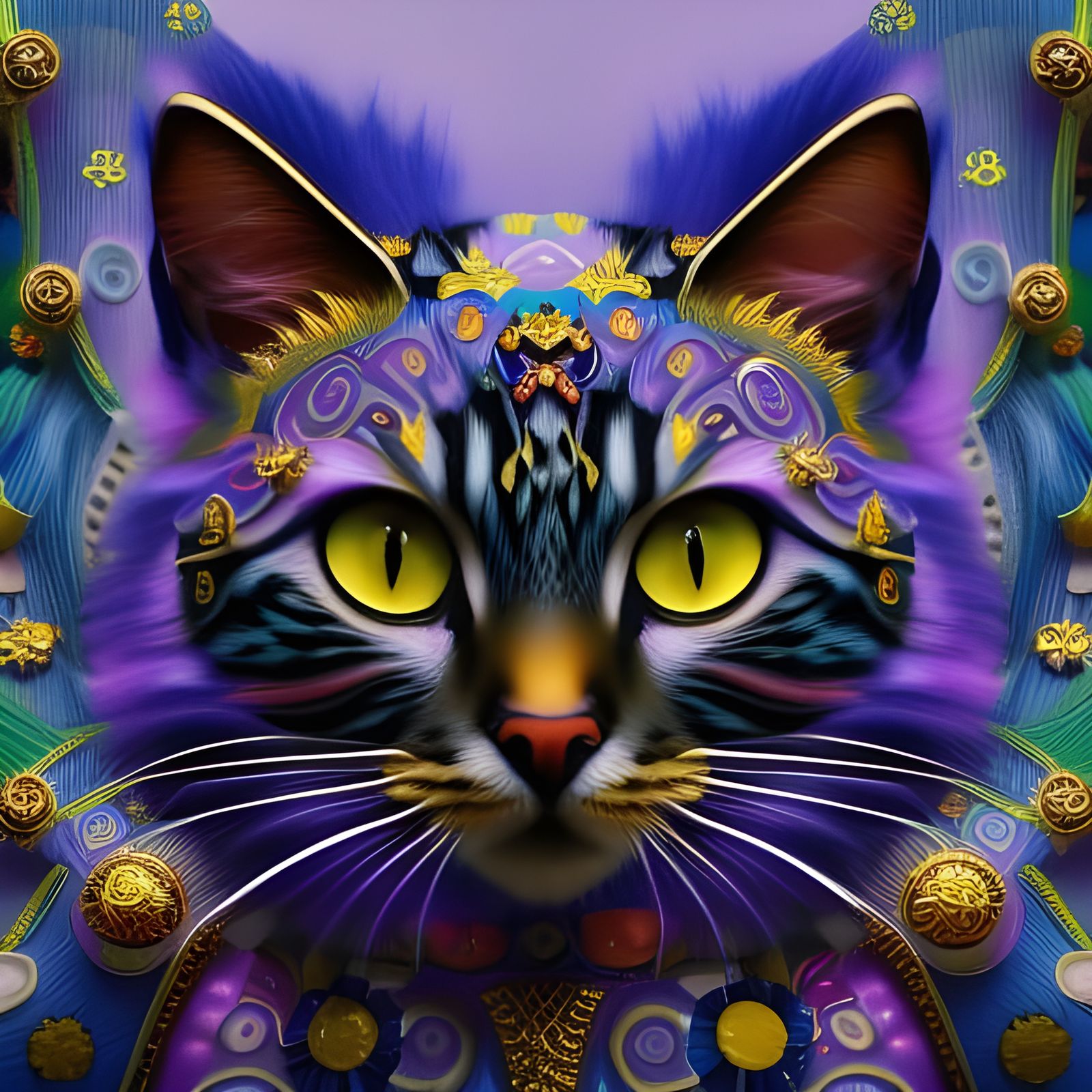 Elaborate Cat Figurine Macro Photograph