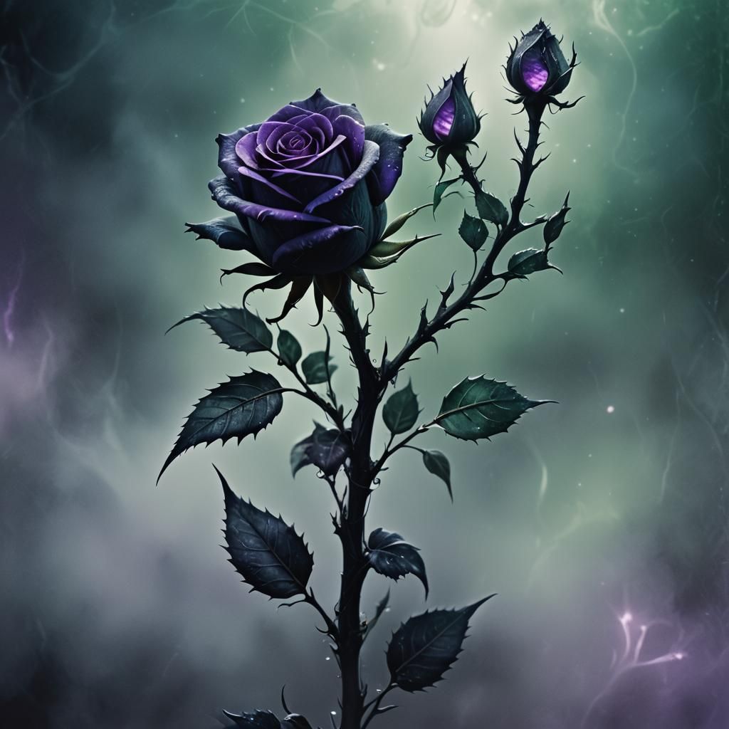 Crystal Black Rose in Dark Fantasy Art