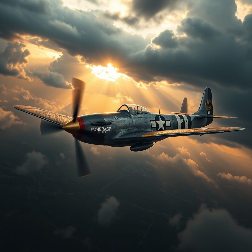Dramatic Soviet P51 Mustang Soars Through Stormy Eastern Eur...