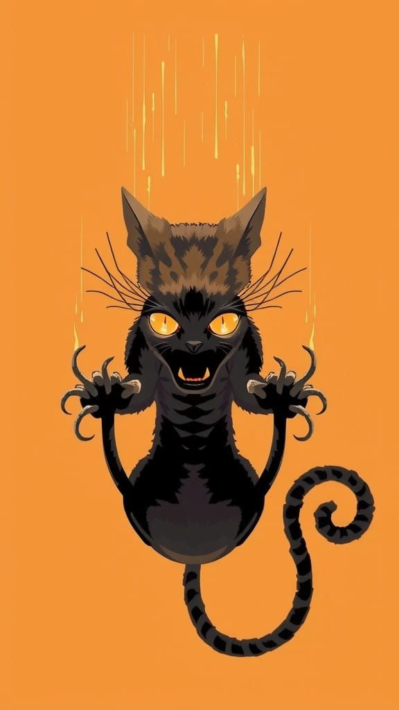 Cat Sliding Down Wall in Moody Cinematic Style