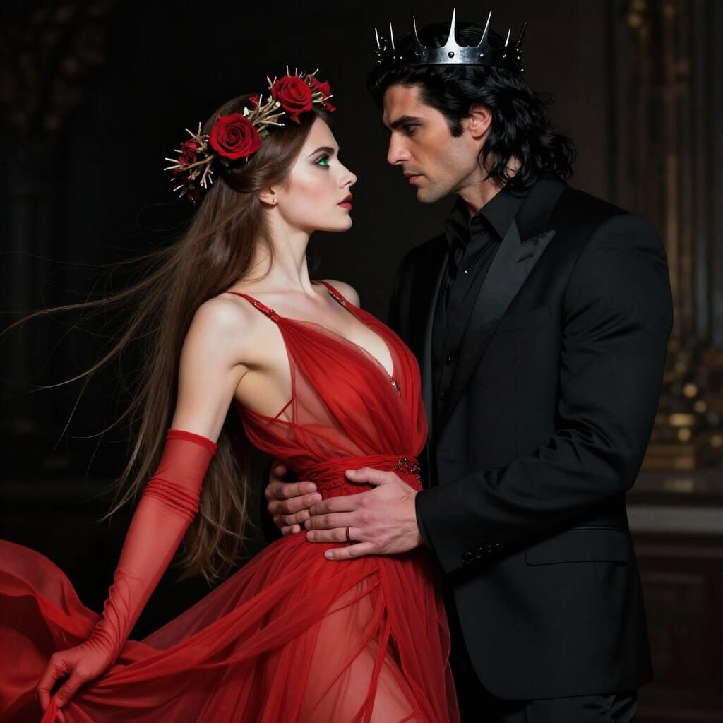 Regal Couple in Intense Stare, Fantasy Art