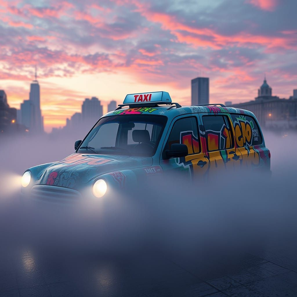 Surreal Cityscape Graffiti Cab Unveiled