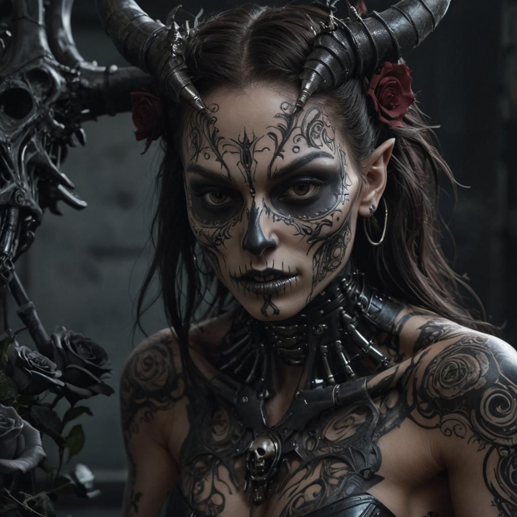 A photorealistic hyperrealistic image of a nanopunk, grungy,...