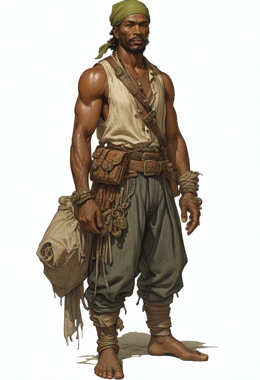Caribbean Dockworker: Heroic Fantasy Illustration