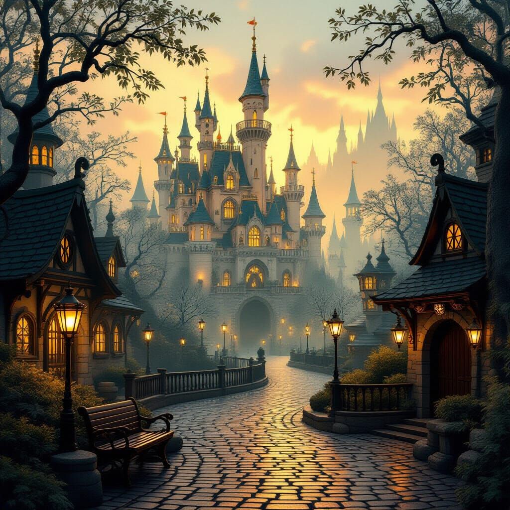 Mystical Theme Park with Fairytale Castles