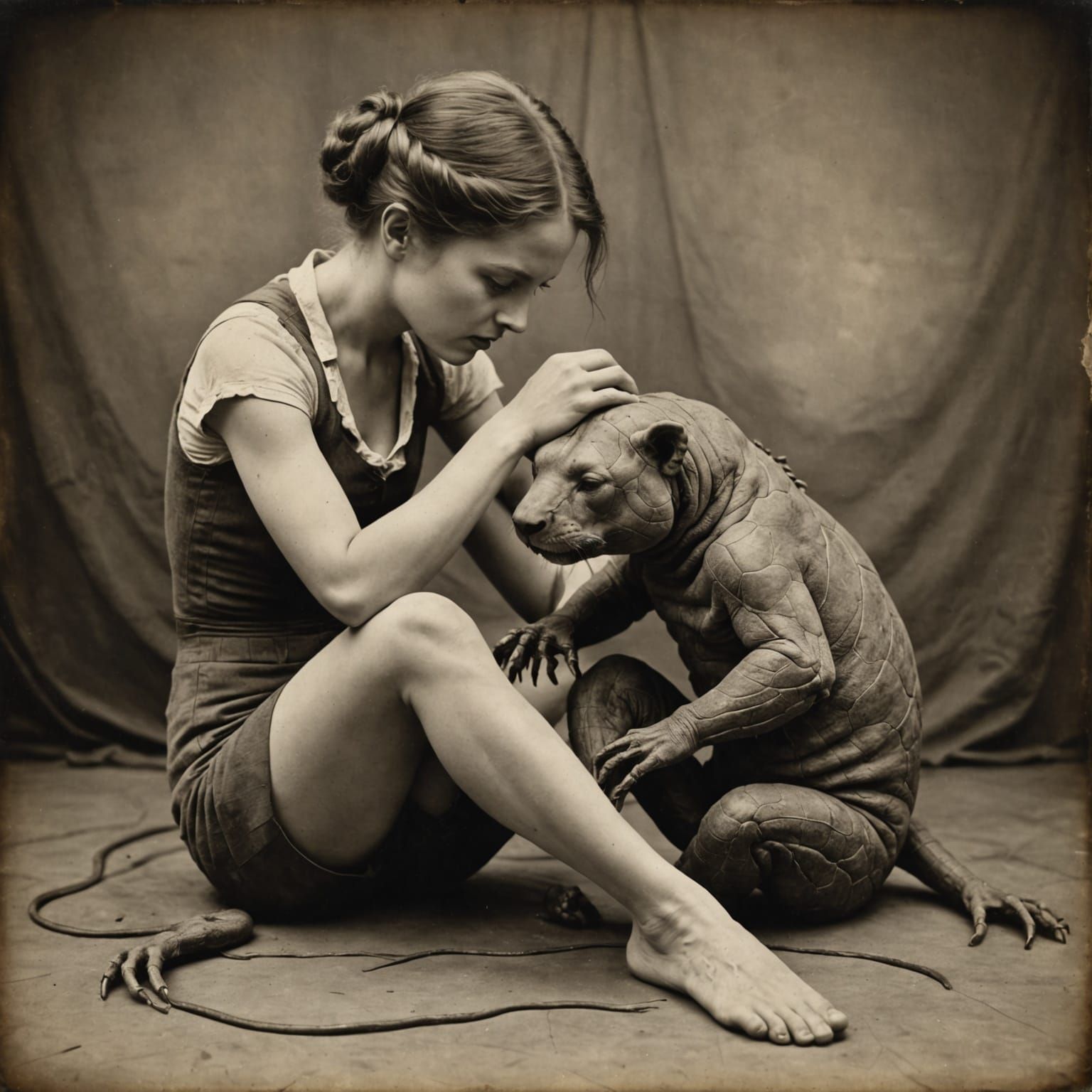 Vintage Charcoal Drawing: Human Contortion