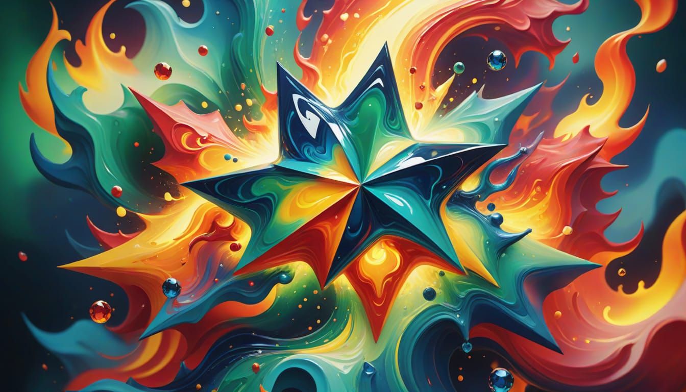 Surreal Five-Pointed Star Swirling in Dreamy Flames