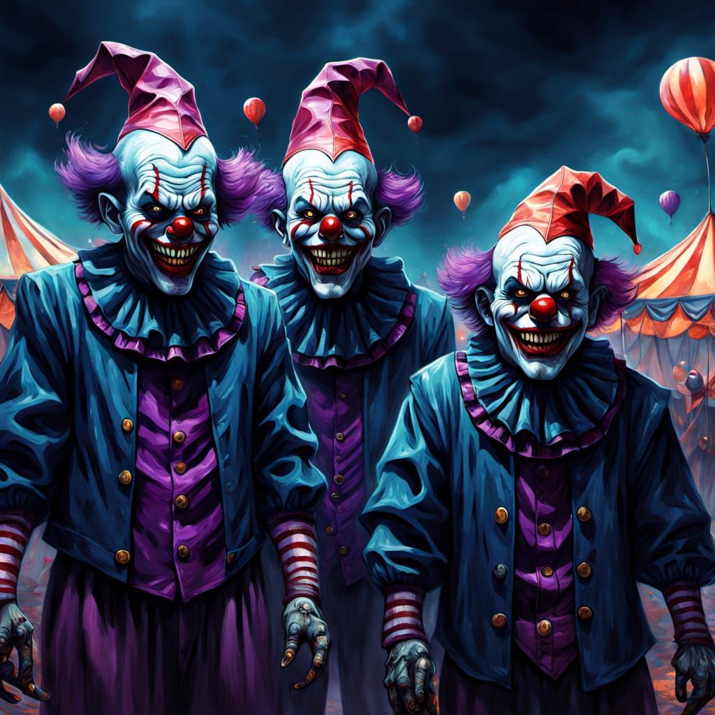 Surreal Carnival of Twisted Entities in Dark Fantasy Style