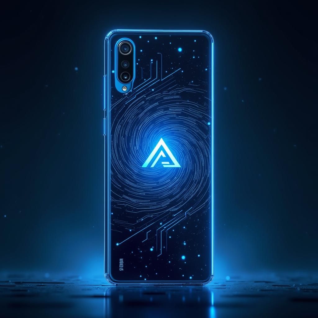 Futuristic Smartphone with Transparent OLED Screen and Glowi...