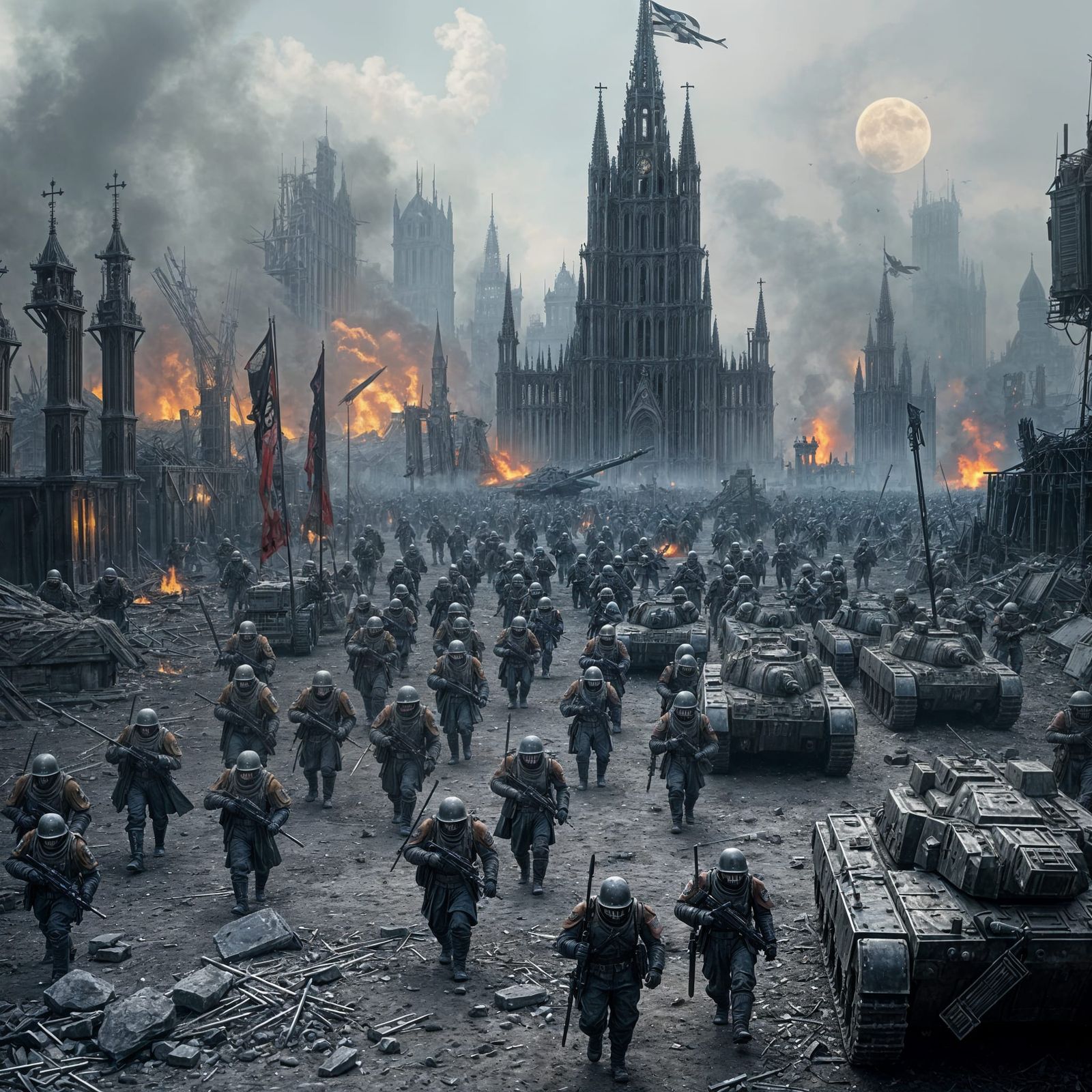 Massive Imperial Army Regiment in Grim Dark Sci-Fi Landscape