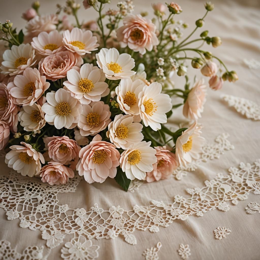 Soft Focus Macro of Pastel Flower Arrangement