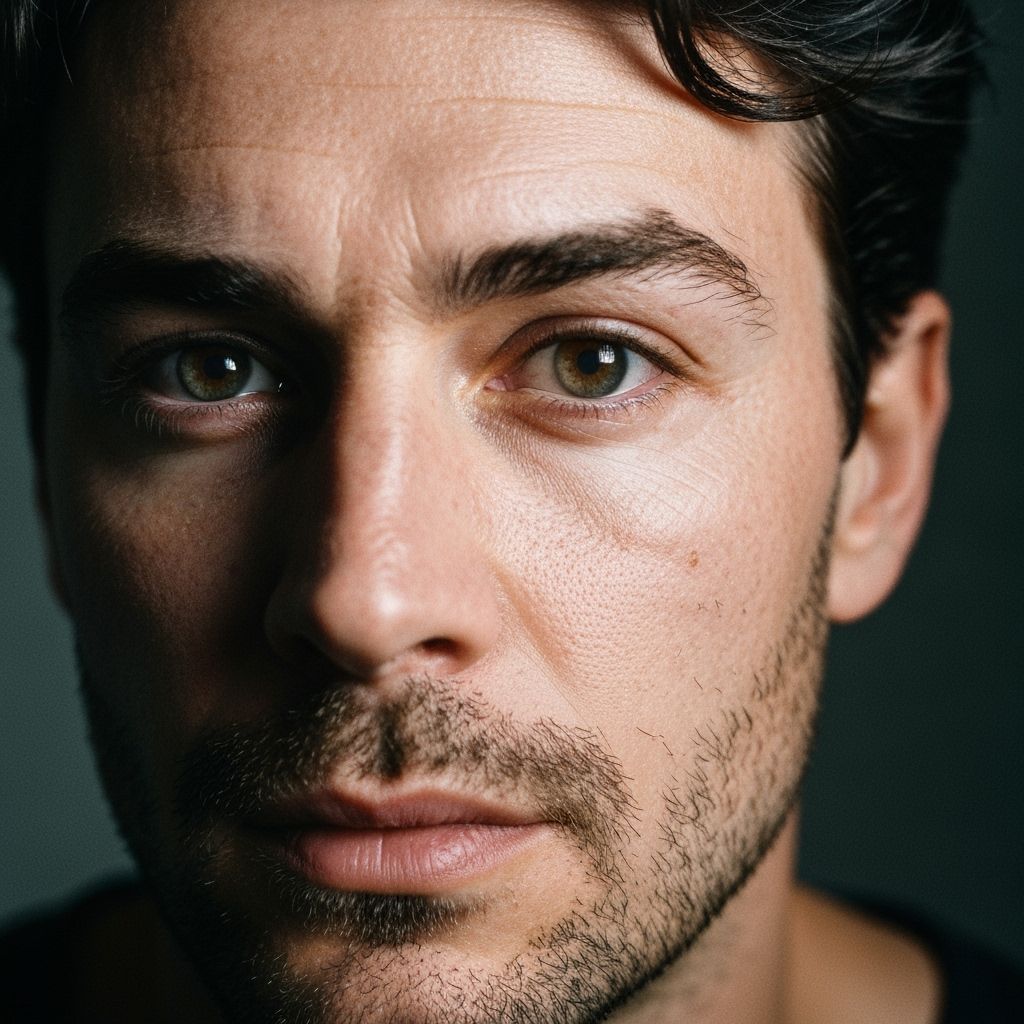 Cinematic Portrait of a Pensive Man with Detailed Features