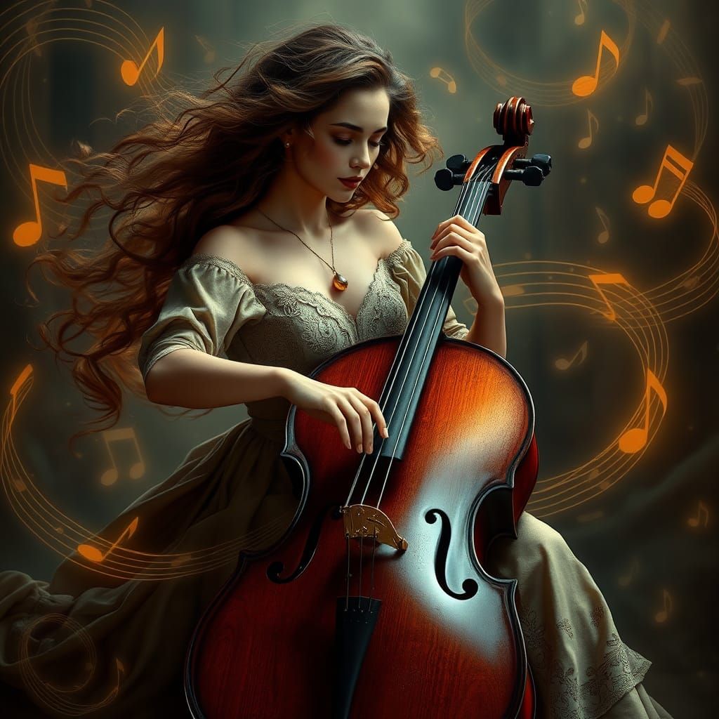A beautiful woman and a cello