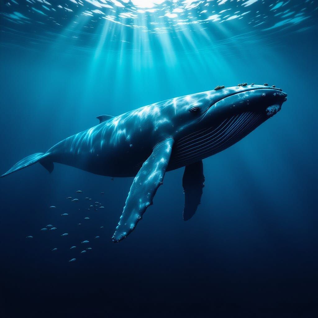 Colossal Blue Whale in Ocean Depths, National Geographic Sty...
