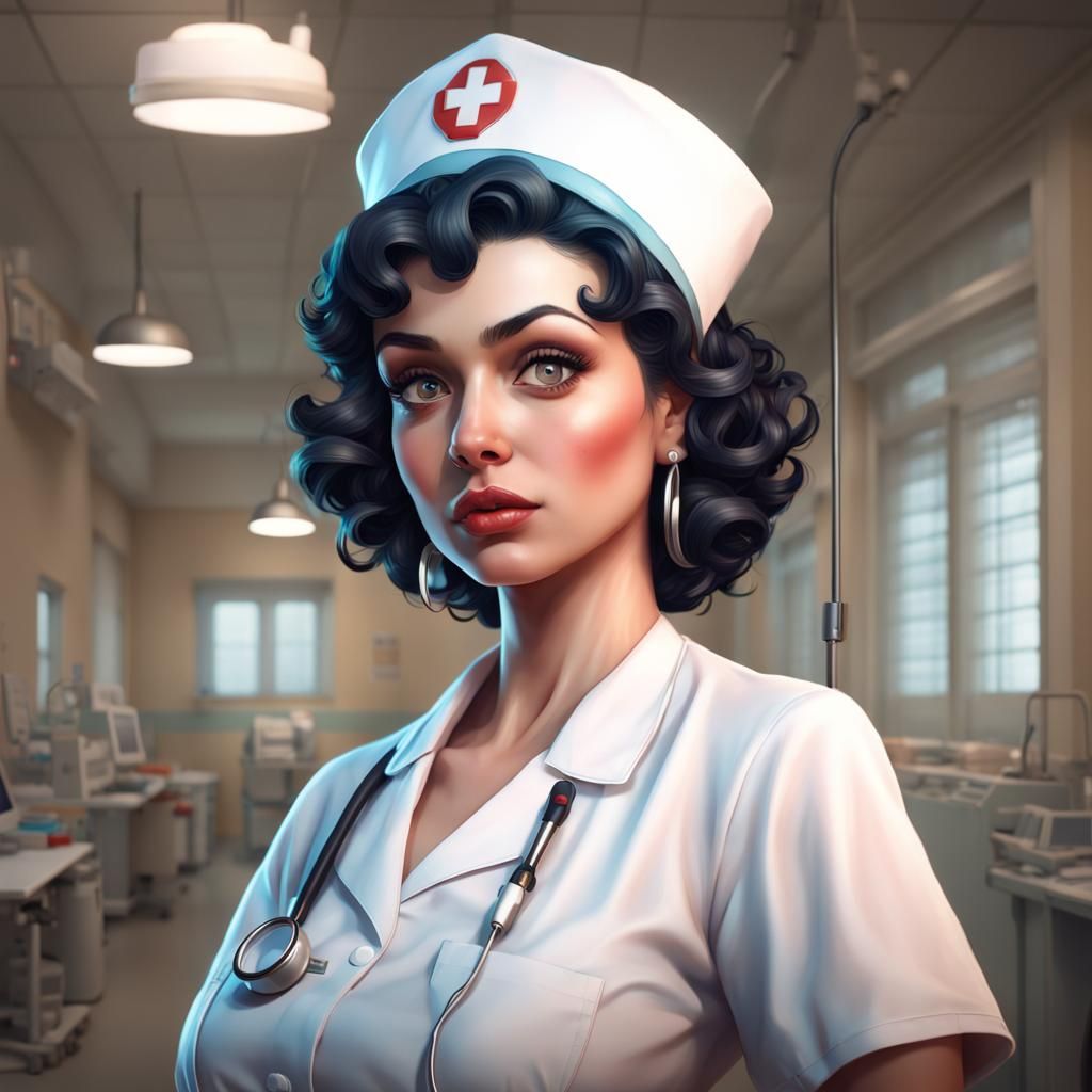 Betty Boop as Nurse: Hyperdetailed Artstation Portrait