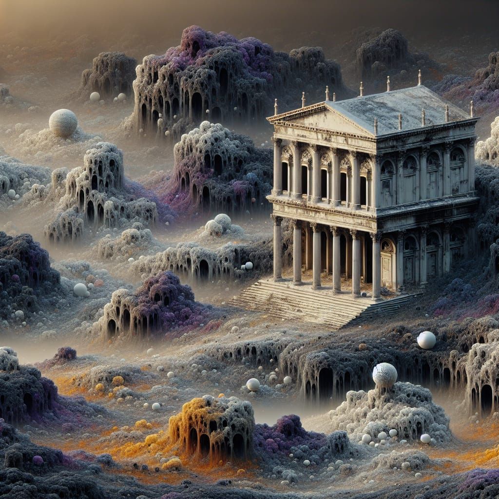 Somber Fantasy Landscape with Palladian Structure