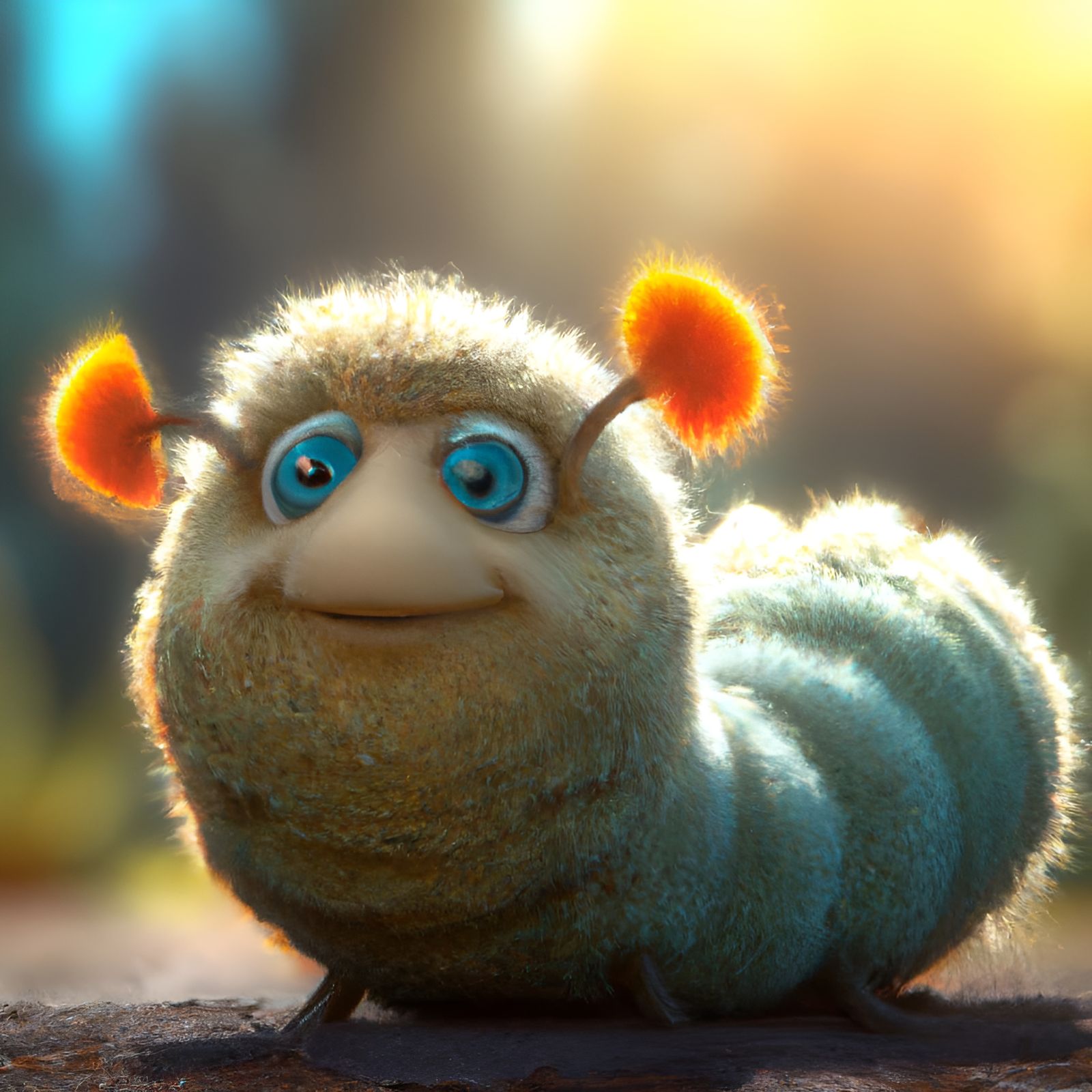 Adorable Worm with a Perm in 3D Rendering