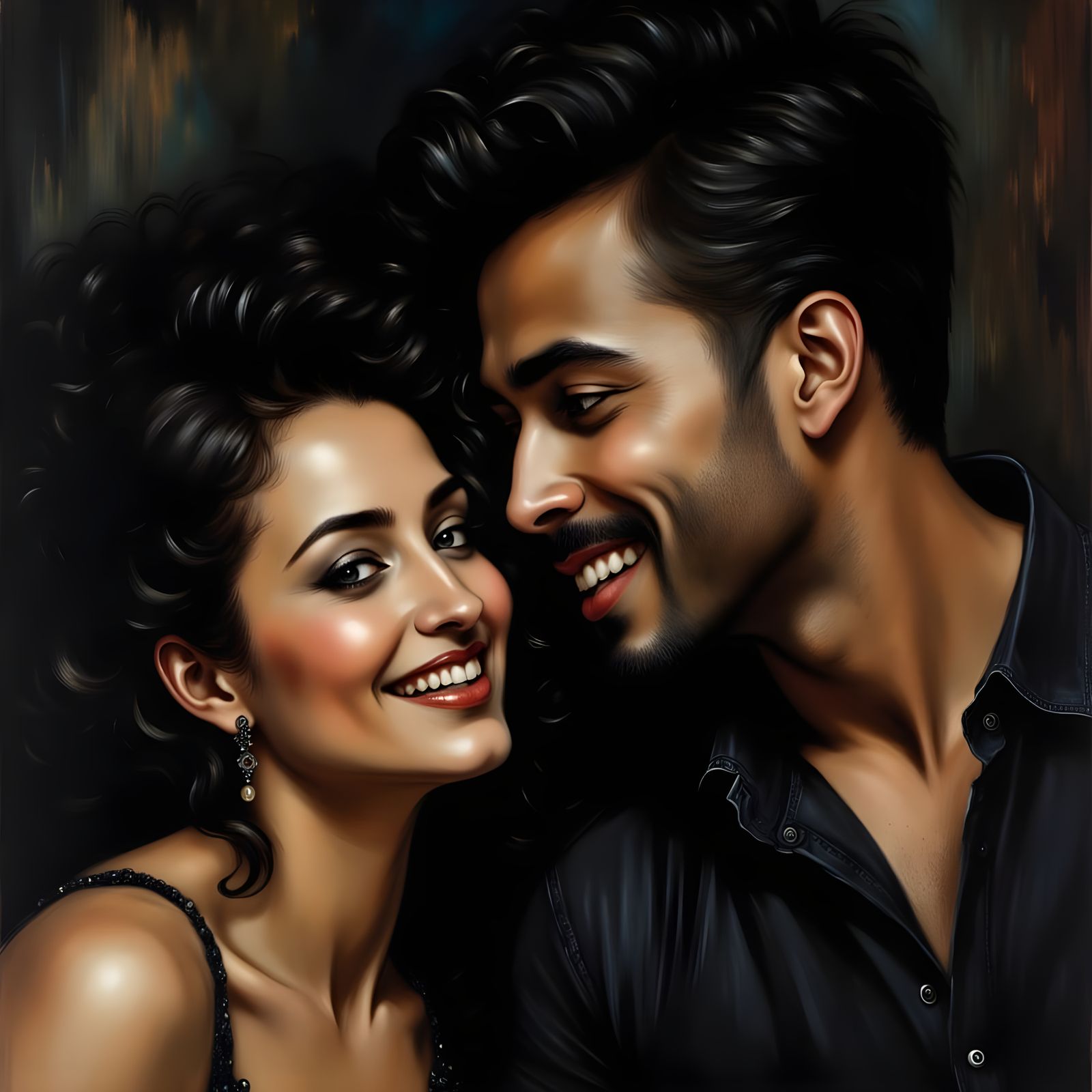 Intimate Portrait of Smiling Couple