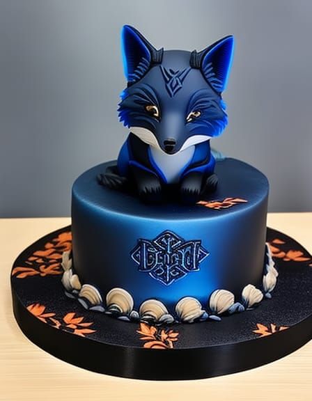 Anime Fox and Detailed Black Cake