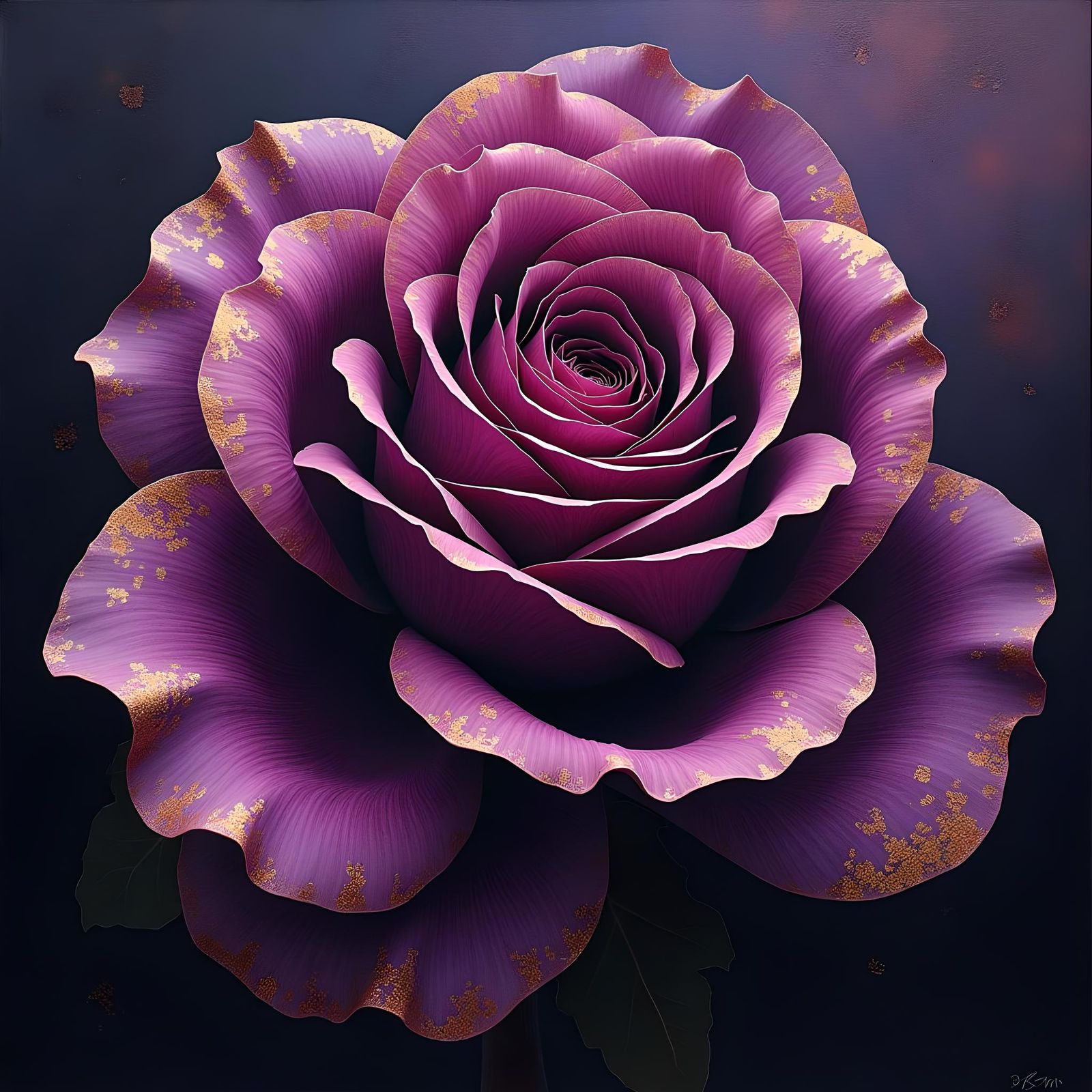 Dramatic Rose with Purple, Black, and Gold