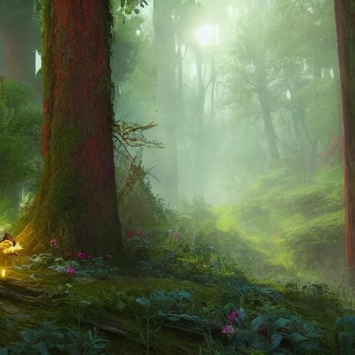 Enchanted Forest Scene with Talking Trees