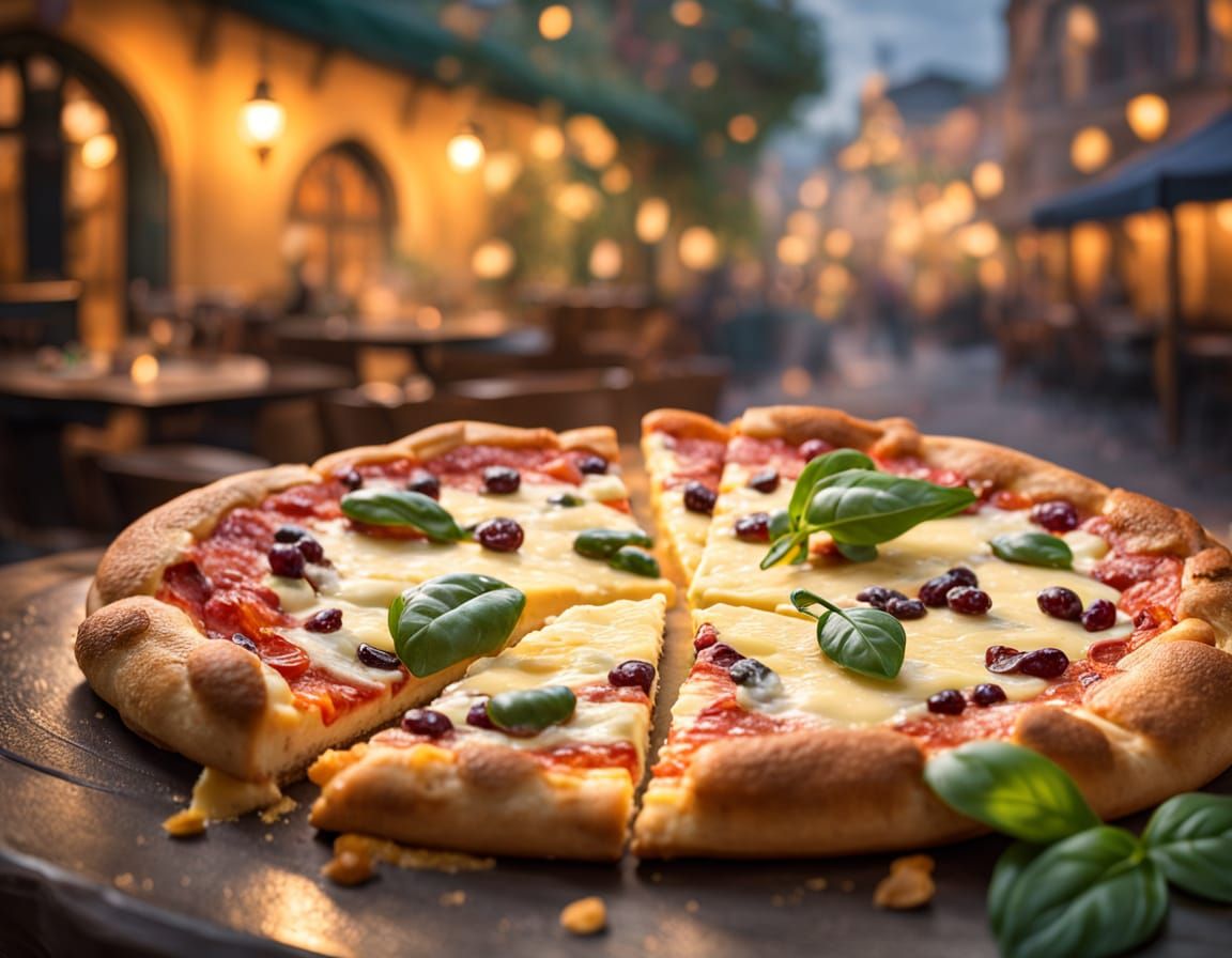 Cheese Pizza at Italian Restaurant: Hyperrealistic Photograp...