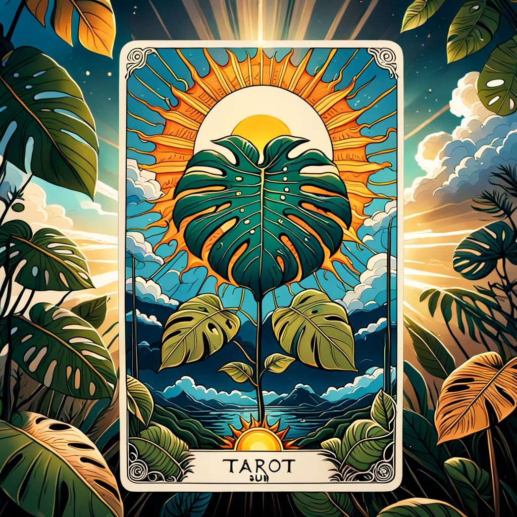 The Sun Tarot Card in Tattoo Flash Style