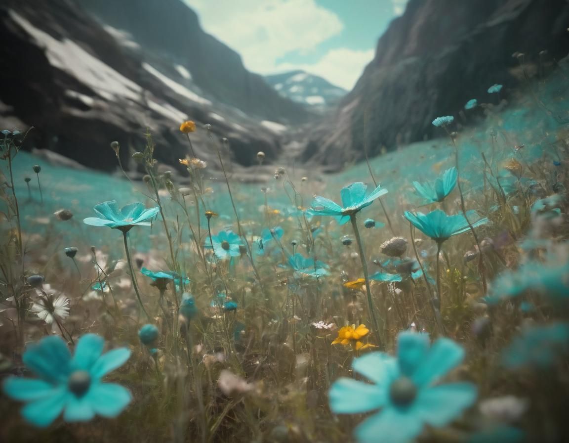 Embossed Portrait with Dead Wildflowers in Split-Toning
