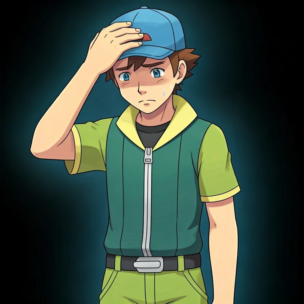 Pokémon Trainer in Distress, with a Headache