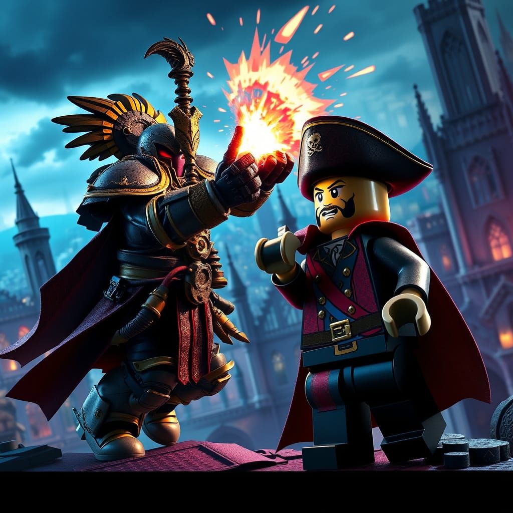 Psyker Battles Lego Pirate in Epic Fantasy Duel