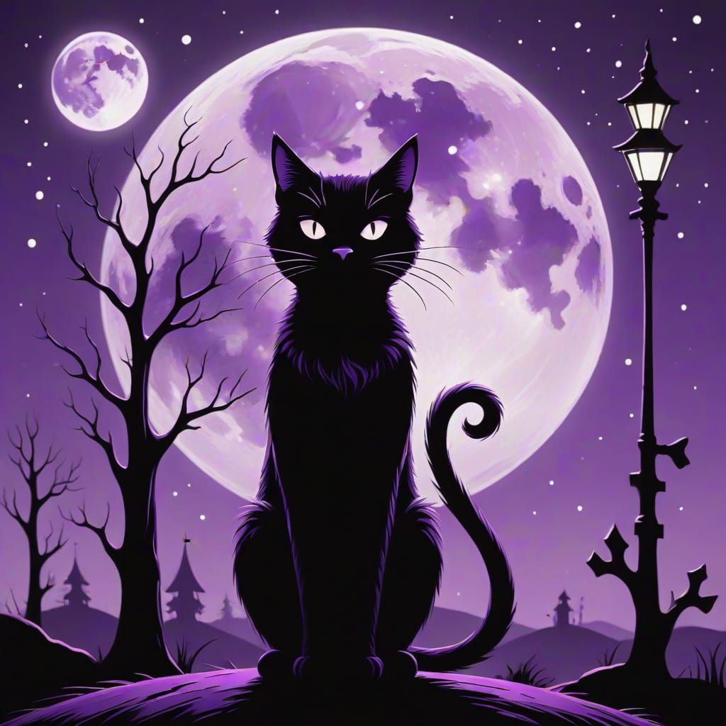 Whimsical Black Cat in Dr. Seuss Style