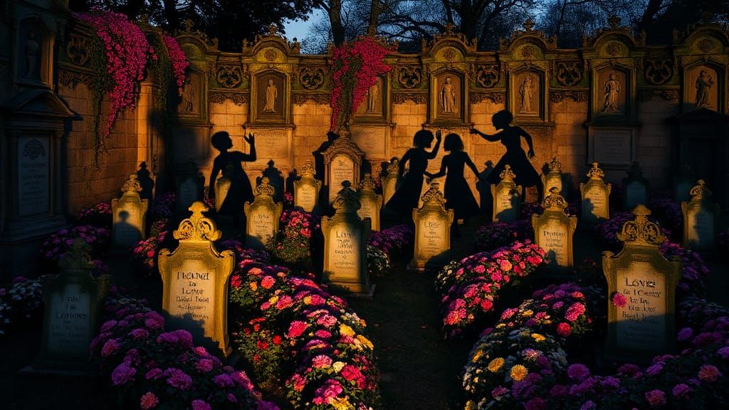 Shadows Dance in Twilight Garden of Souls