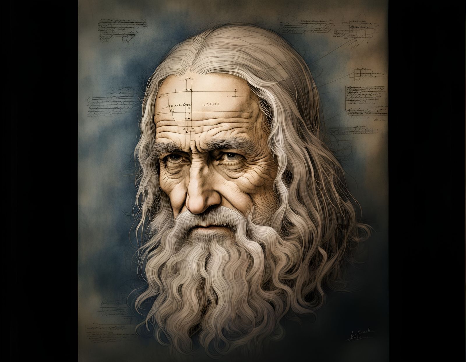 Detailed Blueprint in Leonardo da Vinci Style