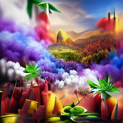 Colorful Cannabis Bordello Matte Painting