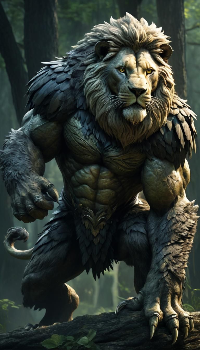 Lion and Eagle Fusion: A Gigantic Mythical Beast