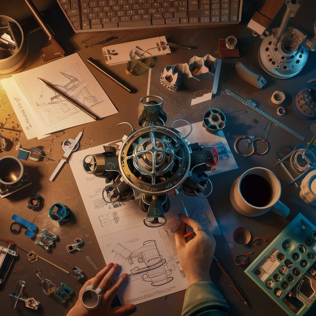 Mechatronic Engineer's Creative Desktop in 8K Resolution