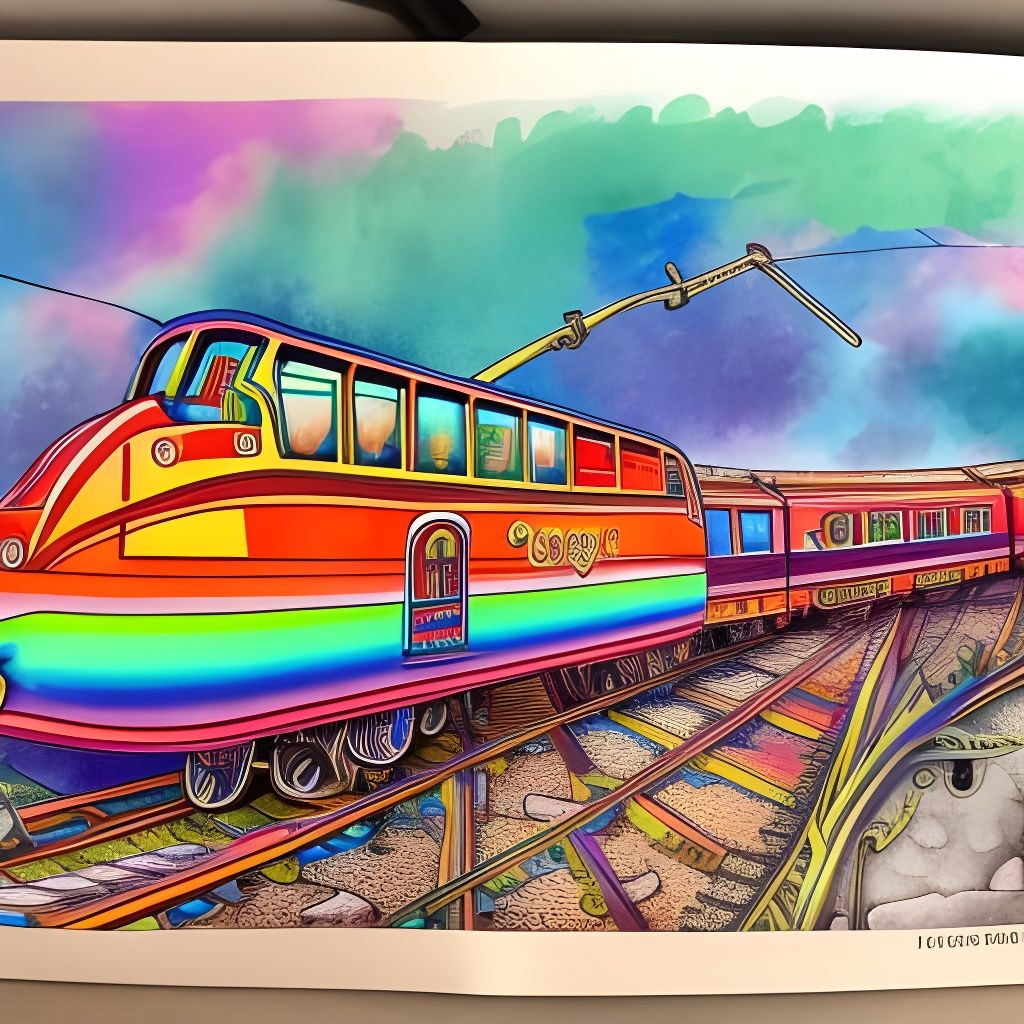 Psychedelic Fantasy Train in Watercolour