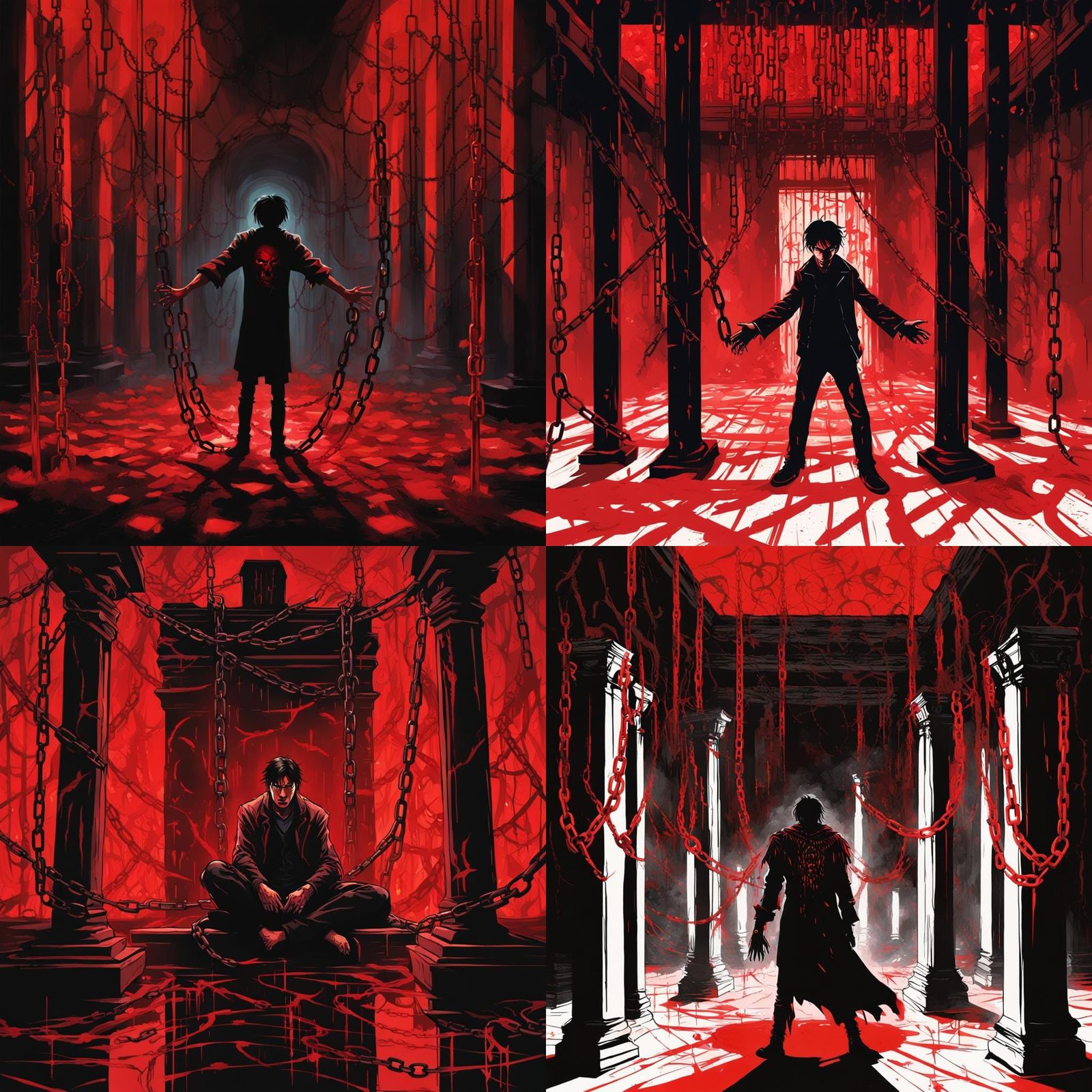 Anguished Man Chained in Dark Fantasy Horror