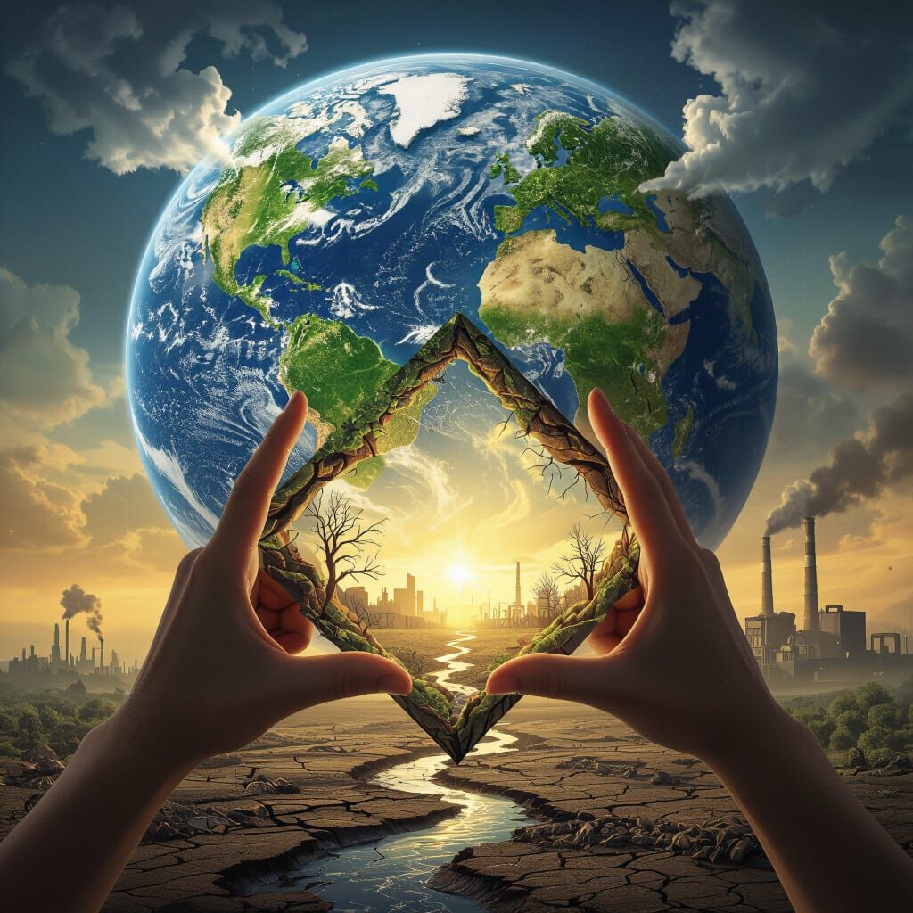 Earth's Future: A Metaphorical Contrast in Surreal Art